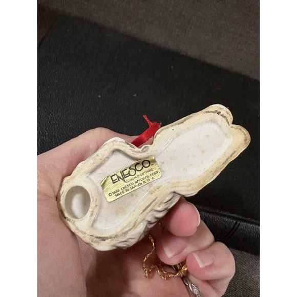 VINTAGE  SheepDog Sheep Dog Puppy Porcelain Christmas Ornament Enesco 3" long - Picture 6 of 8